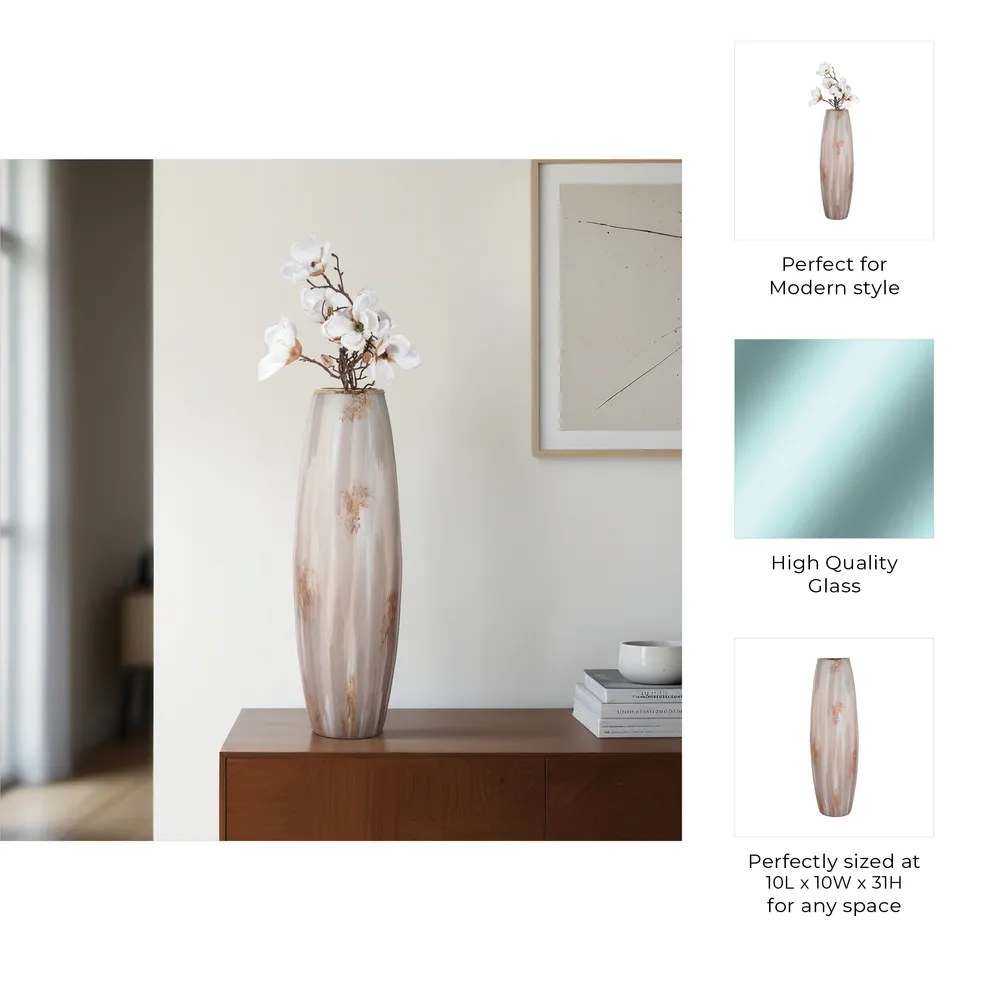 WOODSONCLIFF TAN GLASS VASE 31 (IN)