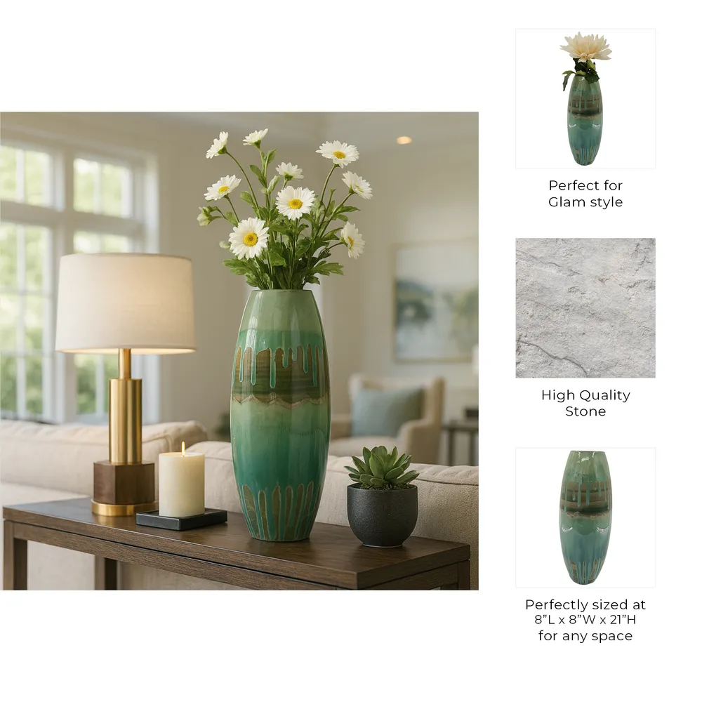 ANSELOAK GREEN VASE 21 (IN)