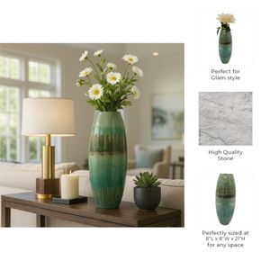 ANSELOAK GREEN VASE 21 (IN) 8