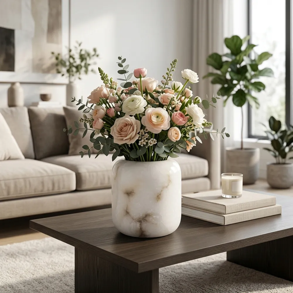 ALCOTTWELL WHITE VASE 8 (IN)