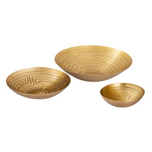 Maze Etched Bowl - Set of 3 Brass 1