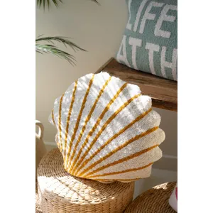 Scallop Shell Hand-Hooked Pillow 1