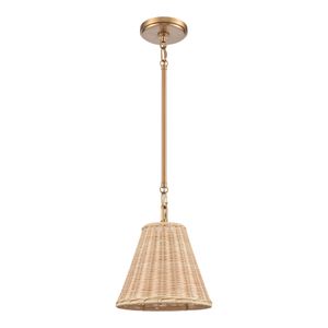 Rydell 9'' Wide 1-Light Mini Pendant - Brushed Gold and Rattan 2
