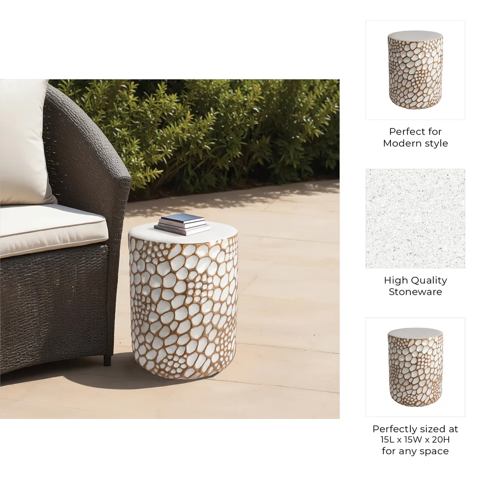 NEWTONCREST WHITE GARDEN STOOL 20 (IN)