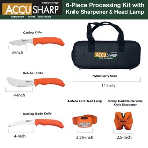 AccuSharp 6 Piece Processing Kit w/Sharpener & Headlamp 5