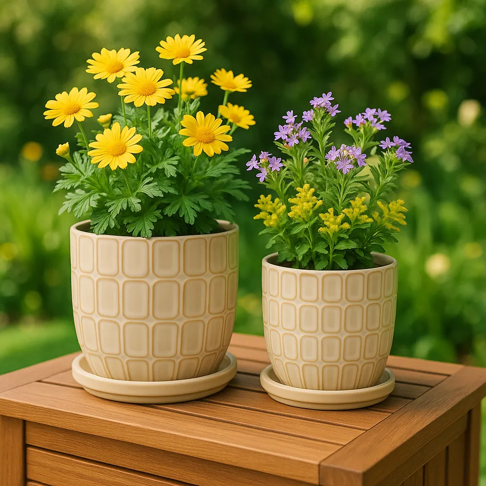 LEONAHAM SET OF 2 IVORY PLANTER 7 (IN)