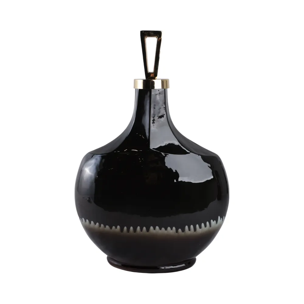 ELMONTGROVE BLACK GLASS VASE 20 (IN)