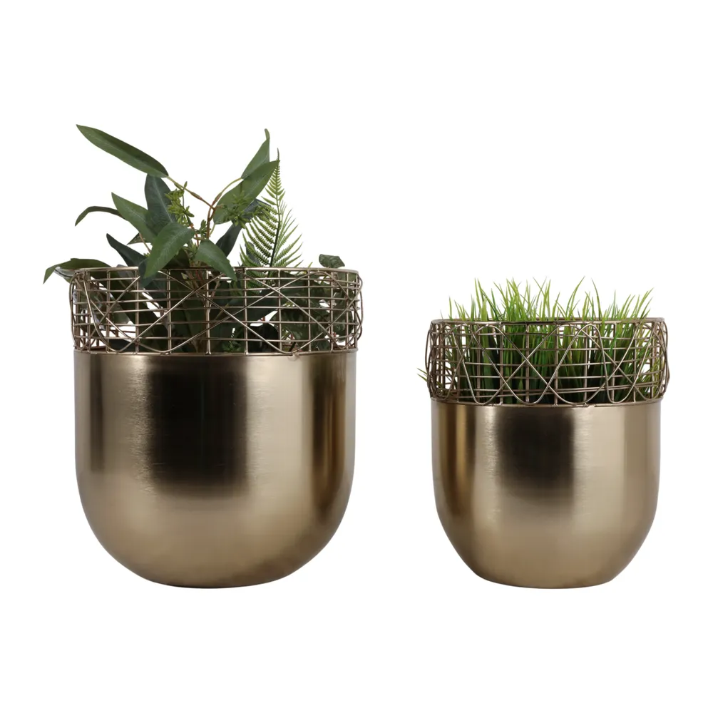 LEONAWELL SET OF 2 GOLD PLANTER 13 (IN)
