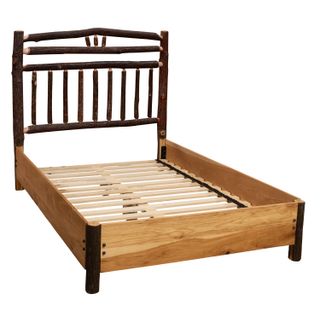 Hickory Log Wagon Wheel Bed with Rail System - Cal King - Slate