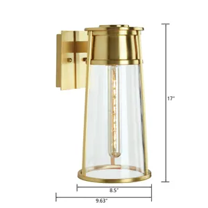 Cone 17'' High 1-Light Outdoor Sconce - Satin Brass 2