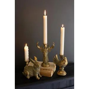 Gold Deer Resin Taper Candle Holder 3