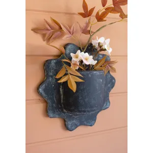 Set of 3 Black Wavy Clay Wall Planters 4