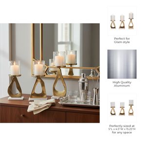 PALMERLAKE SET OF 3 GOLD CANDLE HOLDER 16 (IN) 10