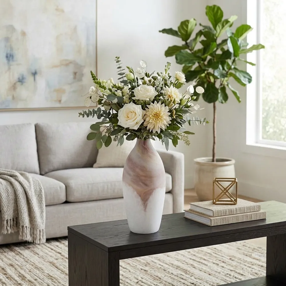 DRAKELEY TAN GLASS VASE 16 (IN)