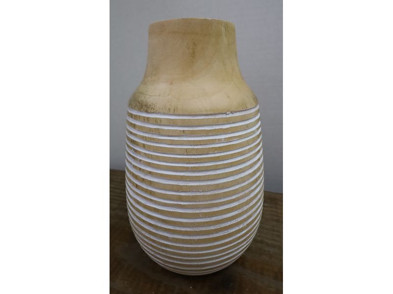 8" Striped Wooden Vase 1