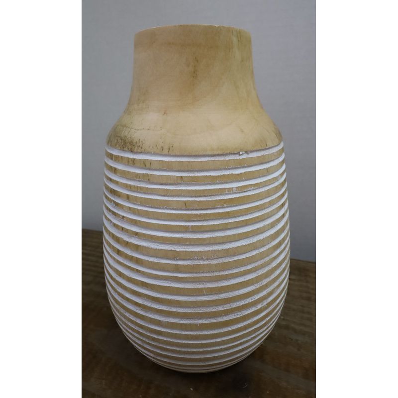 8" Striped Wooden Vase