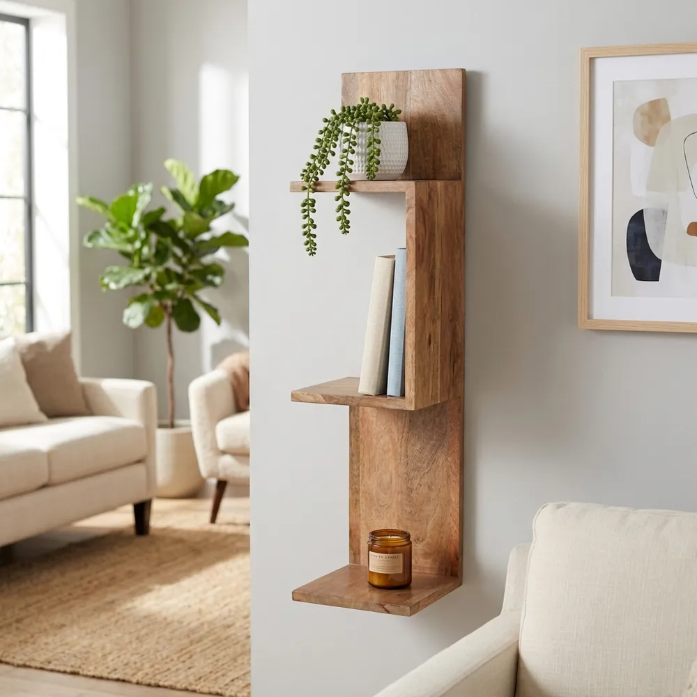 RAELAND BROWN WALL SHELF 33 (IN)