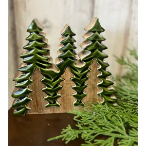 Wooden Green Enamel Tree 6x7in 1