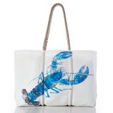 TOTE W ROPE HANDLE & JUTE - WATERCOLOR LOBSTERS 1