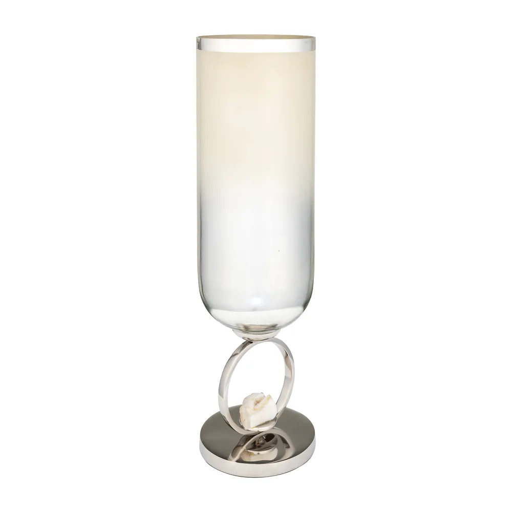 ROCKWIND WHITE GLASS VASE 21 (IN)