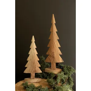 Set of 2 Fir Wood Christmas Trees 1