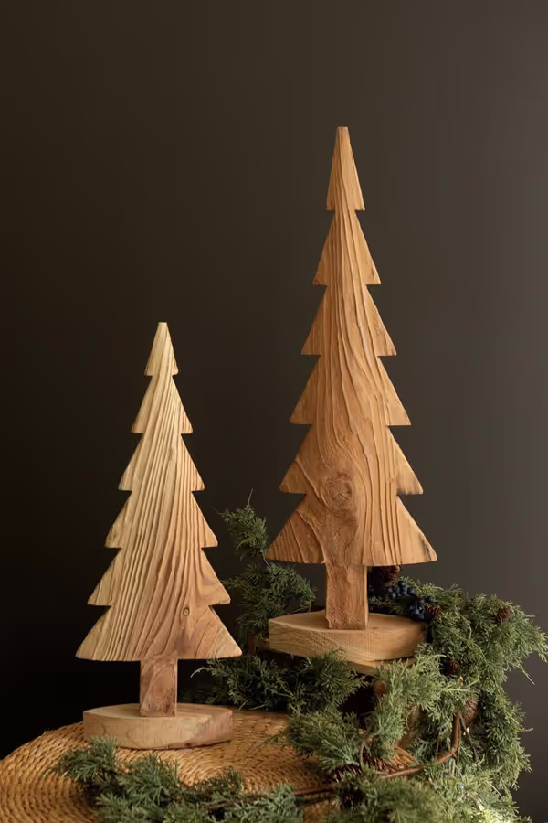 Set of 2 Fir Wood Christmas Trees