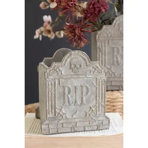 Set of 2 Halloween Cement Rip Vases 2