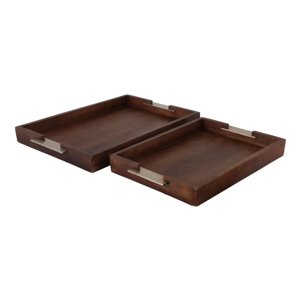 NEWTONSHAW SET OF 2 BROWN TRAY 3 (IN)