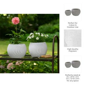 HAYFIELDPARK SET OF 2 WHITE PLANTER 8 (IN) 10