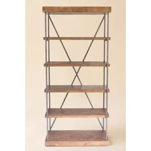 Narrow Wood and Metal Display Shelf 4