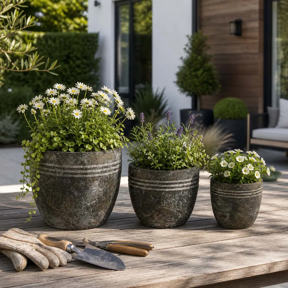 EDGEGATE SET OF 3 BROWN PLANTER 8 (IN)