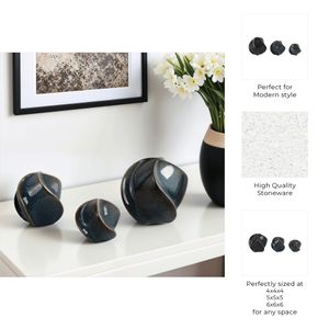 DUFFYROSE SET OF 3 BLUE ORBS 6 (IN) 9