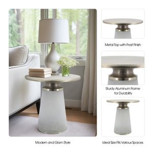 METAL TOP, 18"H NEBULAR SIDE TABLE, FROST 8