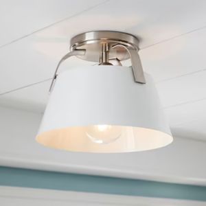 Jepson 9.5'' Wide 1-Light Semi Flush Mount - Matte White with Brushed Nickel 2