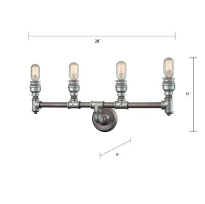 Cast Iron Pipe 28″ Wide 4-Light Vanity Light - Weathered Zinc