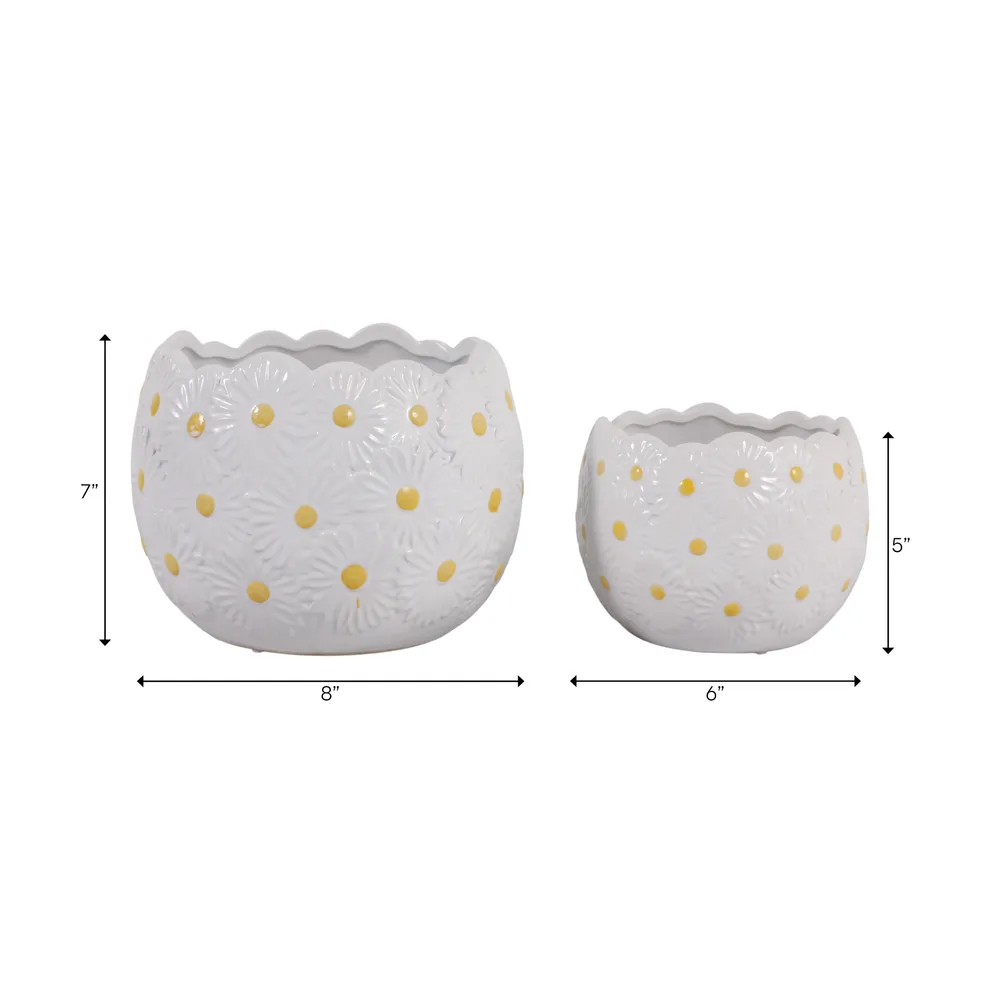 BRONSONRUN SET OF 2 WHITE PLANTER 7 (IN)