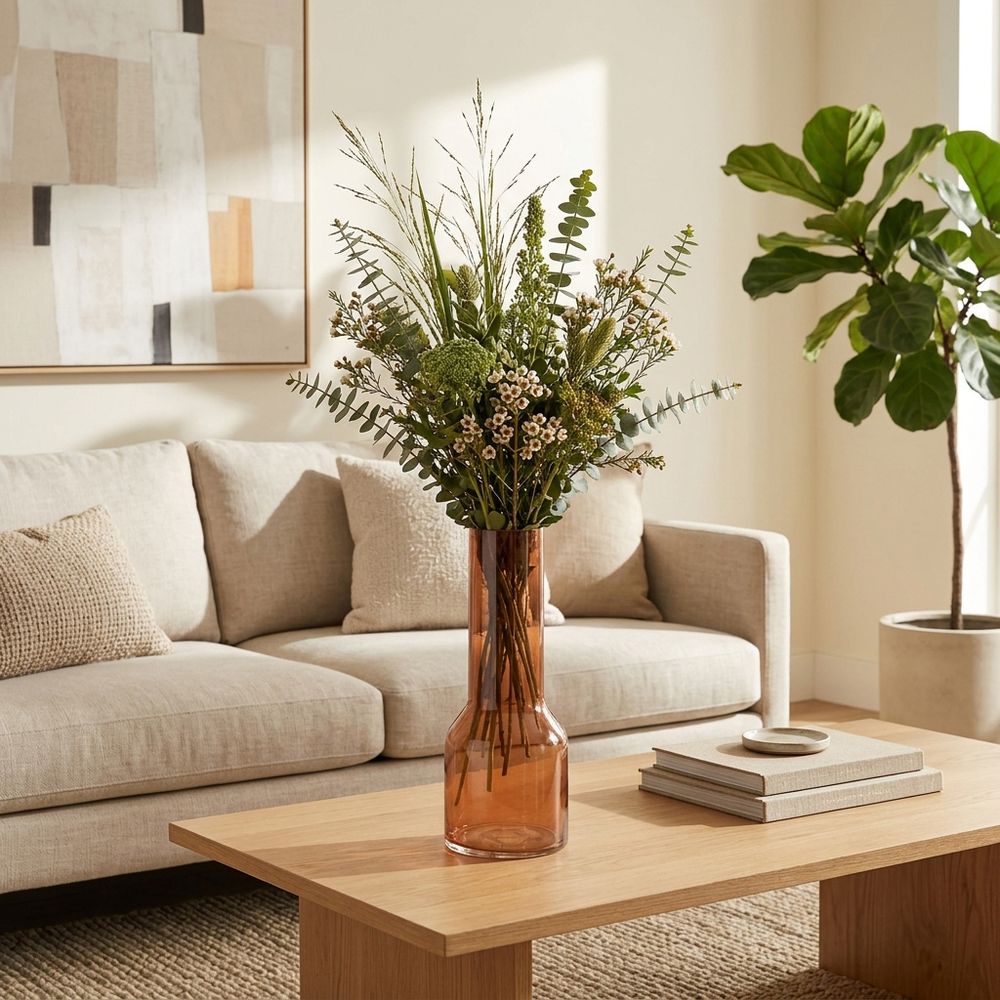 HOLLISBEACH BROWN GLASS VASE 16 (IN)