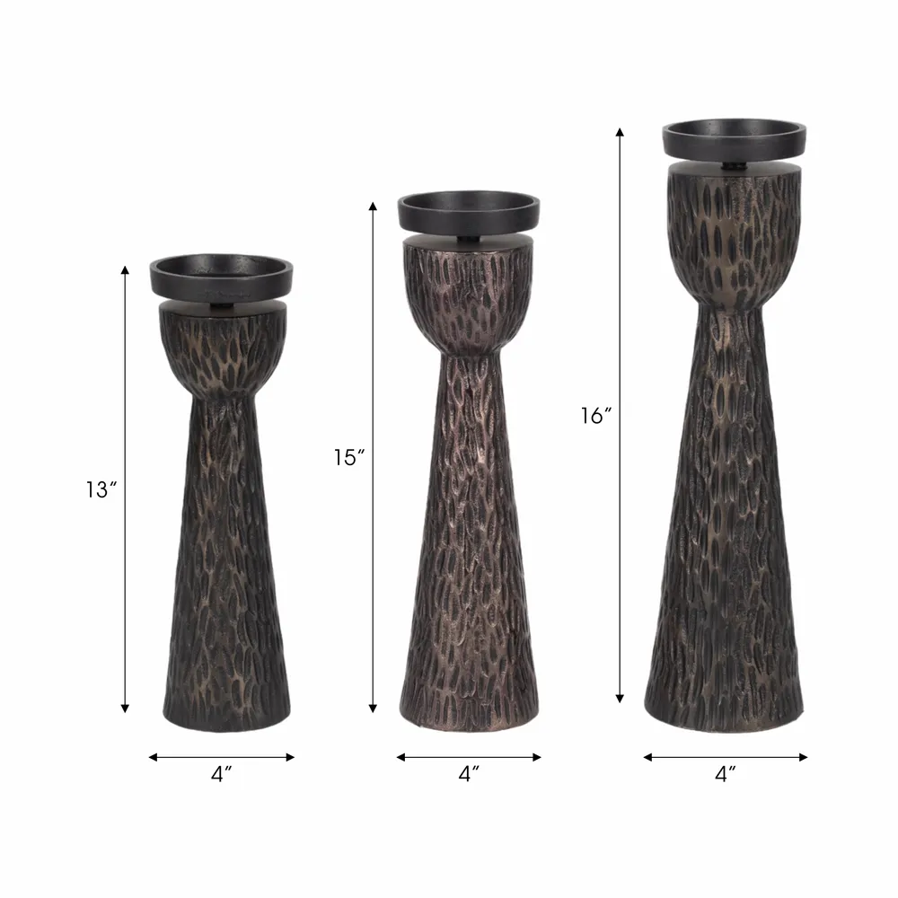 GARNERFORD SET OF 3 BLACK CANDLE HOLDER 16 (IN)
