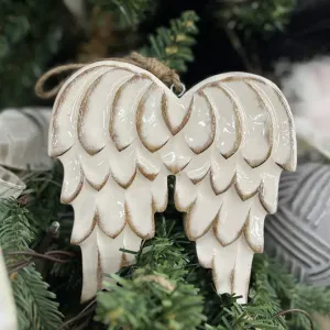 Clear Enamel Angel Wing Ornament 6x6in 1