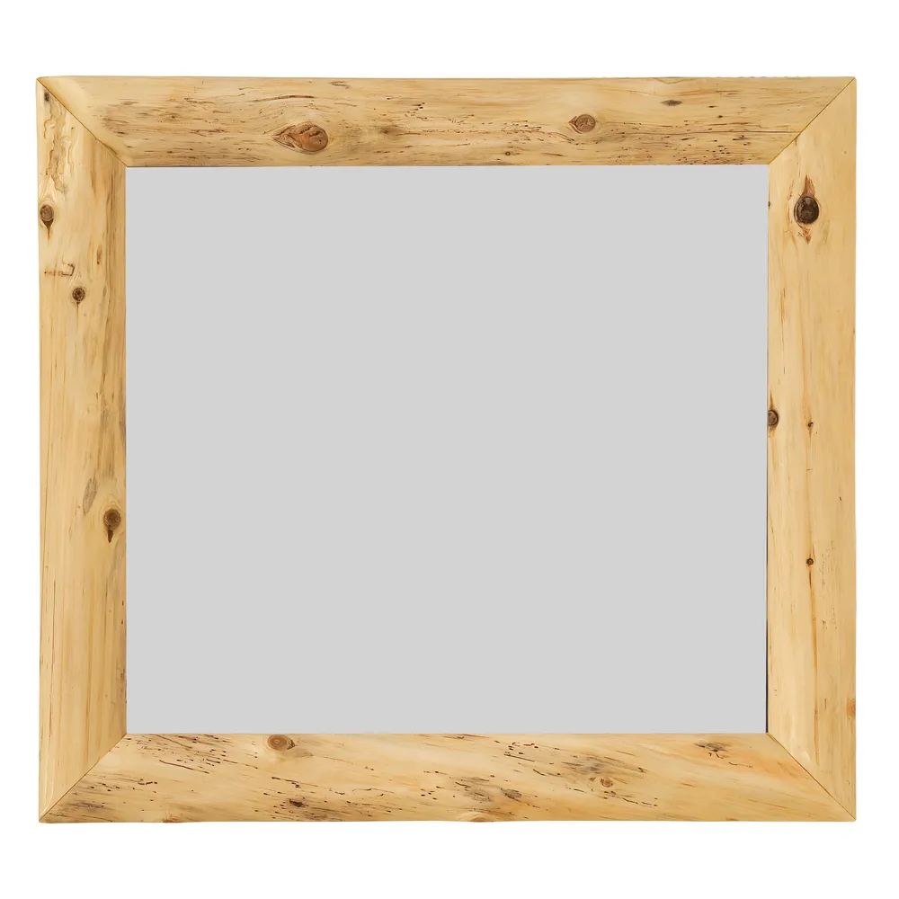 Cedar Log Mitered Corner Mirror - With Glass - Vintage - 32