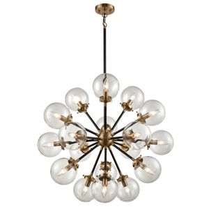 Boudreaux 32'' Wide 18-Light Chandelier - Matte Black with Antique Gold 1