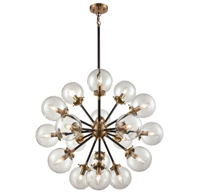 Boudreaux 32'' Wide 18-Light Chandelier - Matte Black with Antique Gold