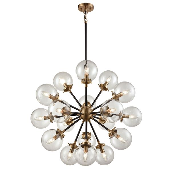 Boudreaux 32'' Wide 18-Light Chandelier - Matte Black with Antique Gold