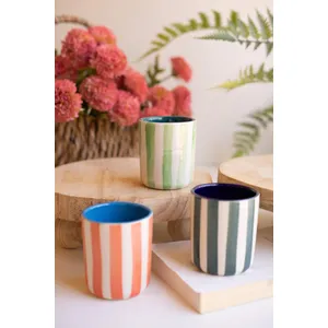 Set of 3 Striped Ceramic Containers 1