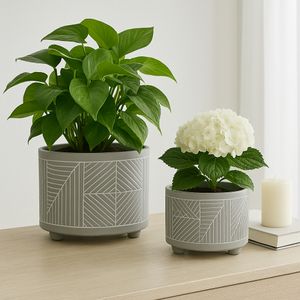 HARPERGATE SET OF 2 GRAY PLANTER 11 (IN) 9