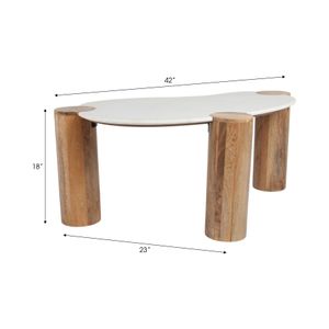 42X18" CURVED COFFEE TABLE, WHITE/NATURAL 9