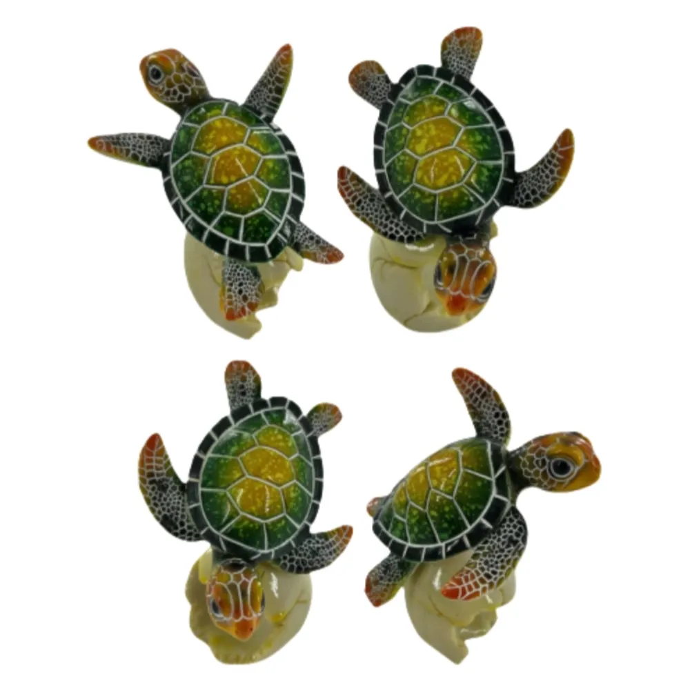 4" GREEN TURTLE ON EGG 4-ASST