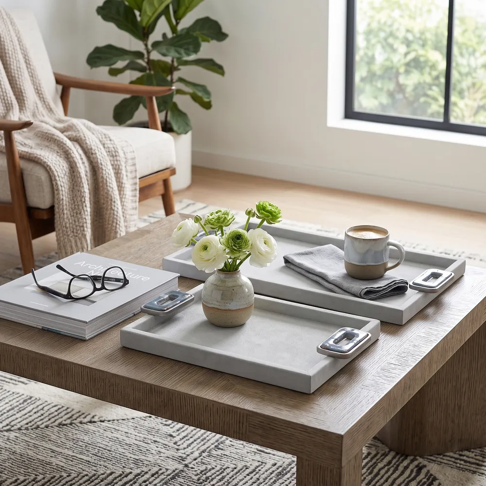 STORMMORE SET OF 2 WHITE TRAY 2 (IN)