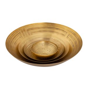 Maze Etched Bowl - Set of 3 Brass 6