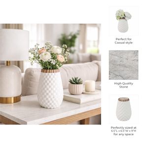 GORTONRUN WHITE VASE 9 (IN) 10